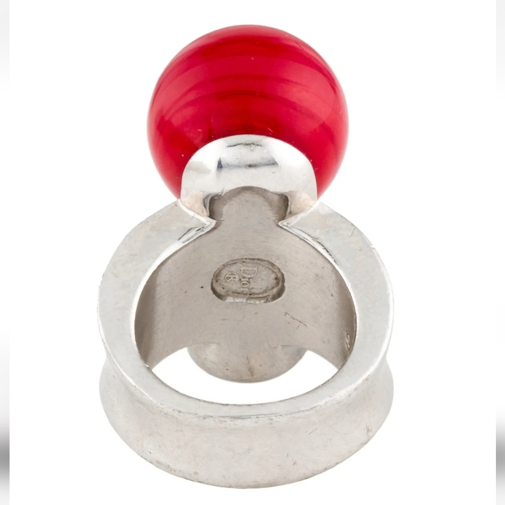 Christian Dior Authentic Rare Vintage Resin & Crystal Cocktail Ring Size: 5.5 - Picture 3 of 4